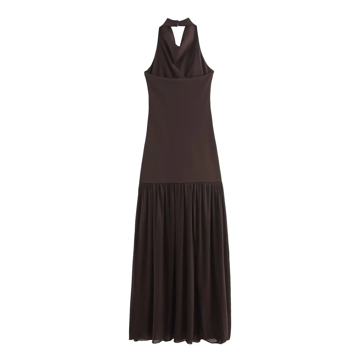 Gaun Wanita Musim Panas Baru, Model Seksi, Pinggang Tinggi, Aksen Patchwork, Detail Neline, Kasual