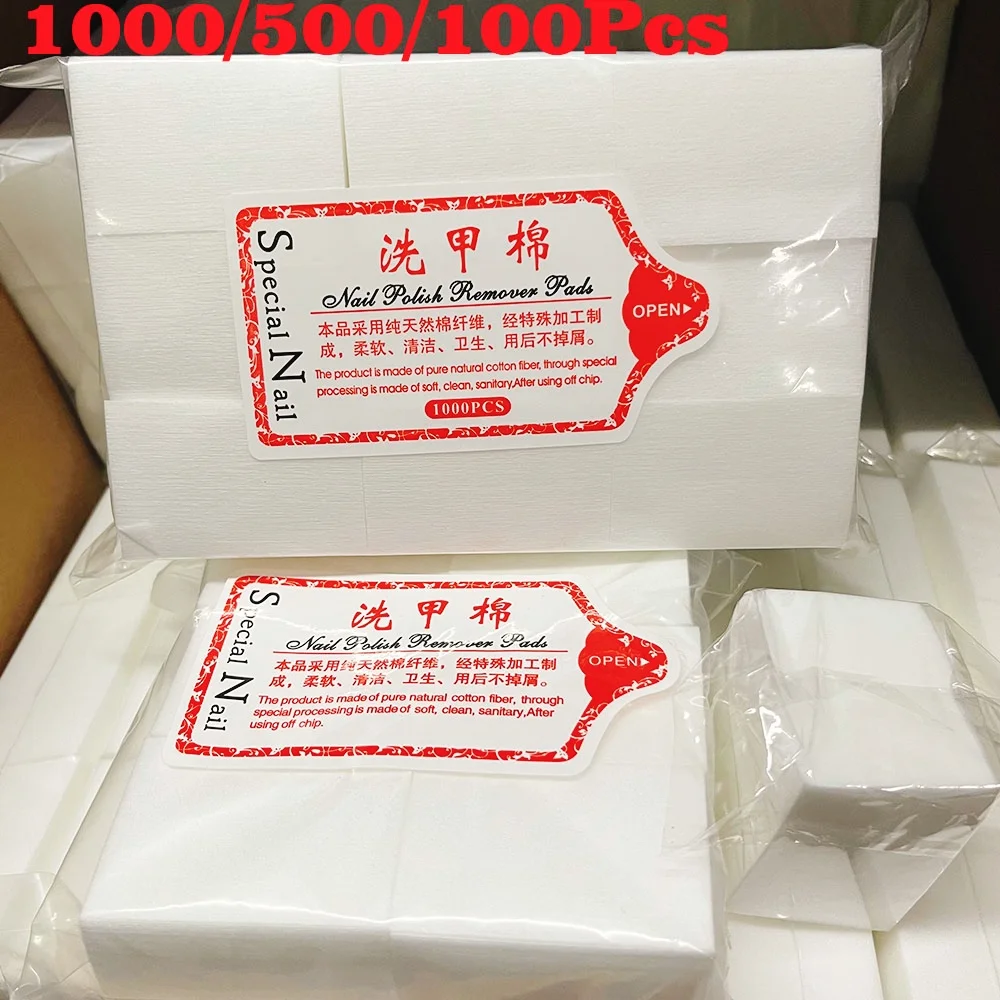 1000/600/500/300/100 قطعة خالية من الوبر مزيل طلاء الأظافر القطن مناديل الأشعة فوق البنفسجية هلام نصائح مزيل الأنظف رمش الغراء تنظيف ورقة منصات