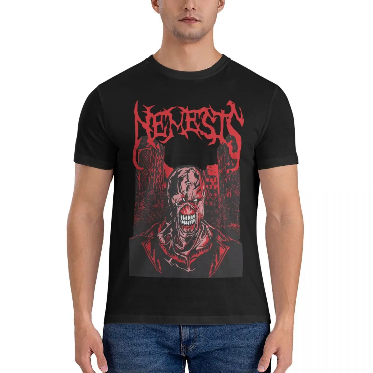 Men T-Shirt The Nemesis Novelty Pure Cotton Tees Short Sleeve R-Resident Evil Game graphic t shirts Neck Clothing Unique fugees