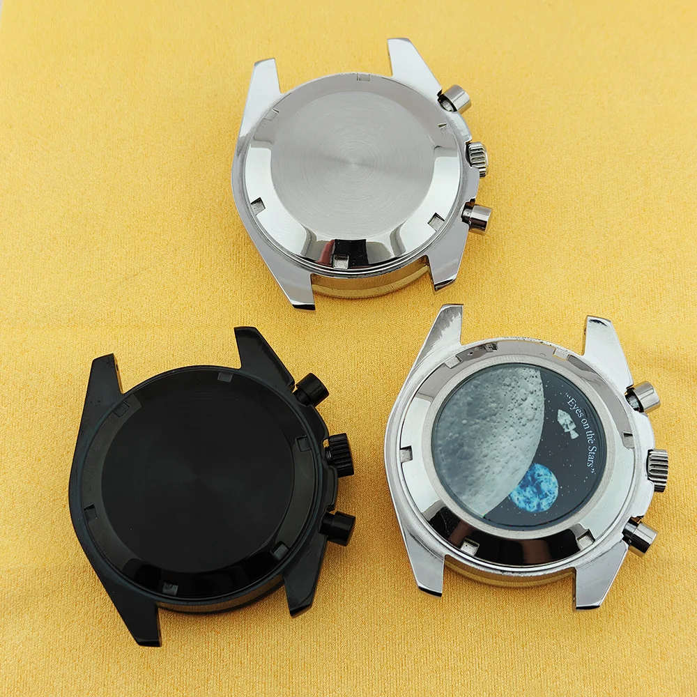 VK63 Case Moon Case Watch 39.7MM Metal Case Moon Pattern Back VK63 Chronograph Case Fits For Speed Master VK63 Case VK64 Case image 5