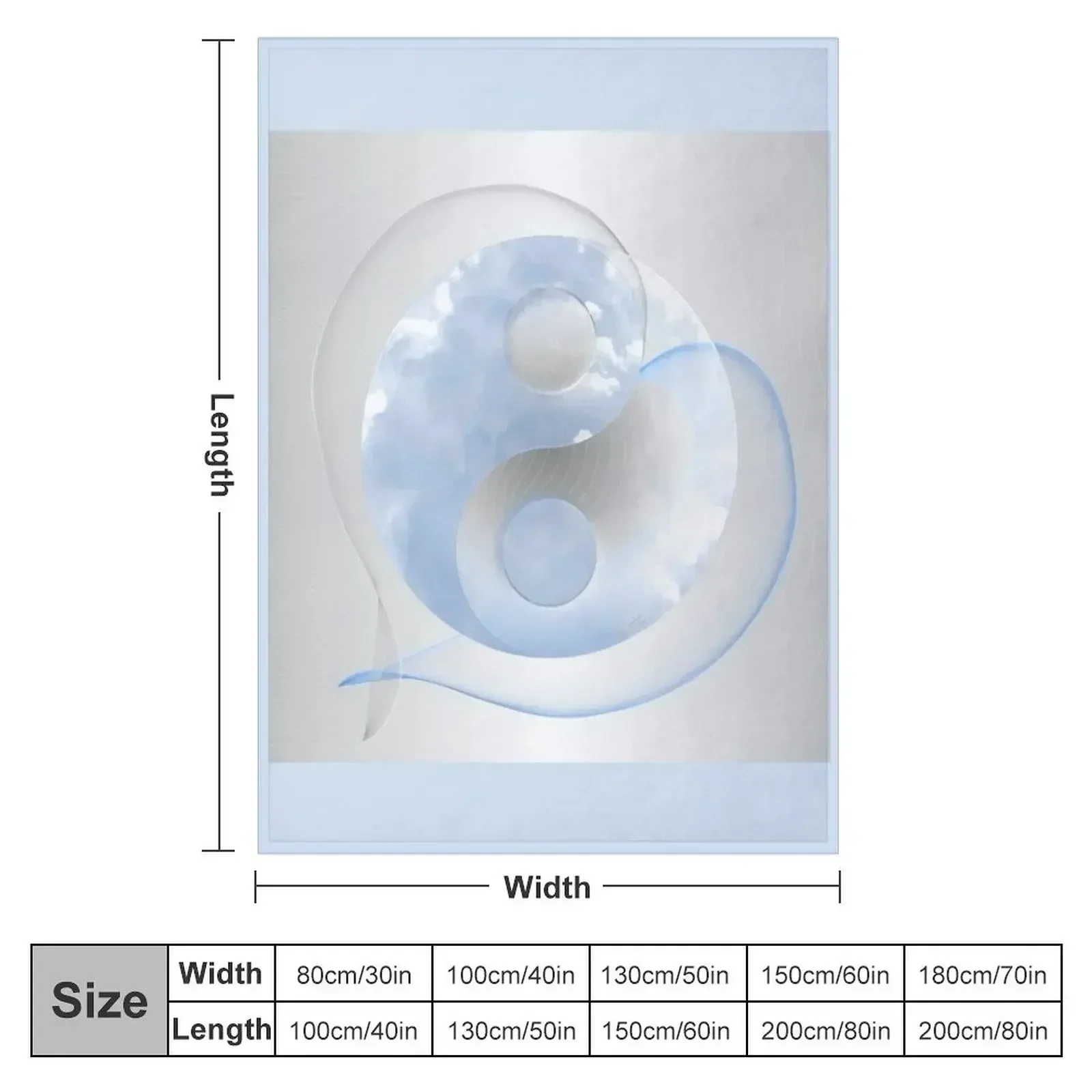 Copie de Yin-Yang Amour Bleu Ciel Throw Blanket couch cozy soft plush fuzzy picnic outdoor blanket