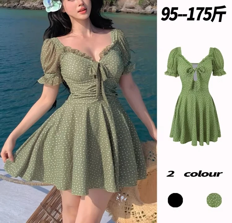 2026 New Plus Size 5XL Women's One-Piece Swimsuit Spring Style Belly Covering Slimming Design Long Sleeve Swimsuit