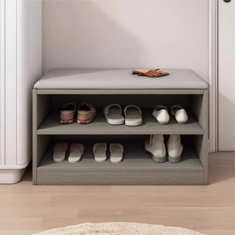 Solid wood shoe changing stool can be sat at the door, shoe cabinet, shoe stool integrated, soft bag at the door can be sat on s