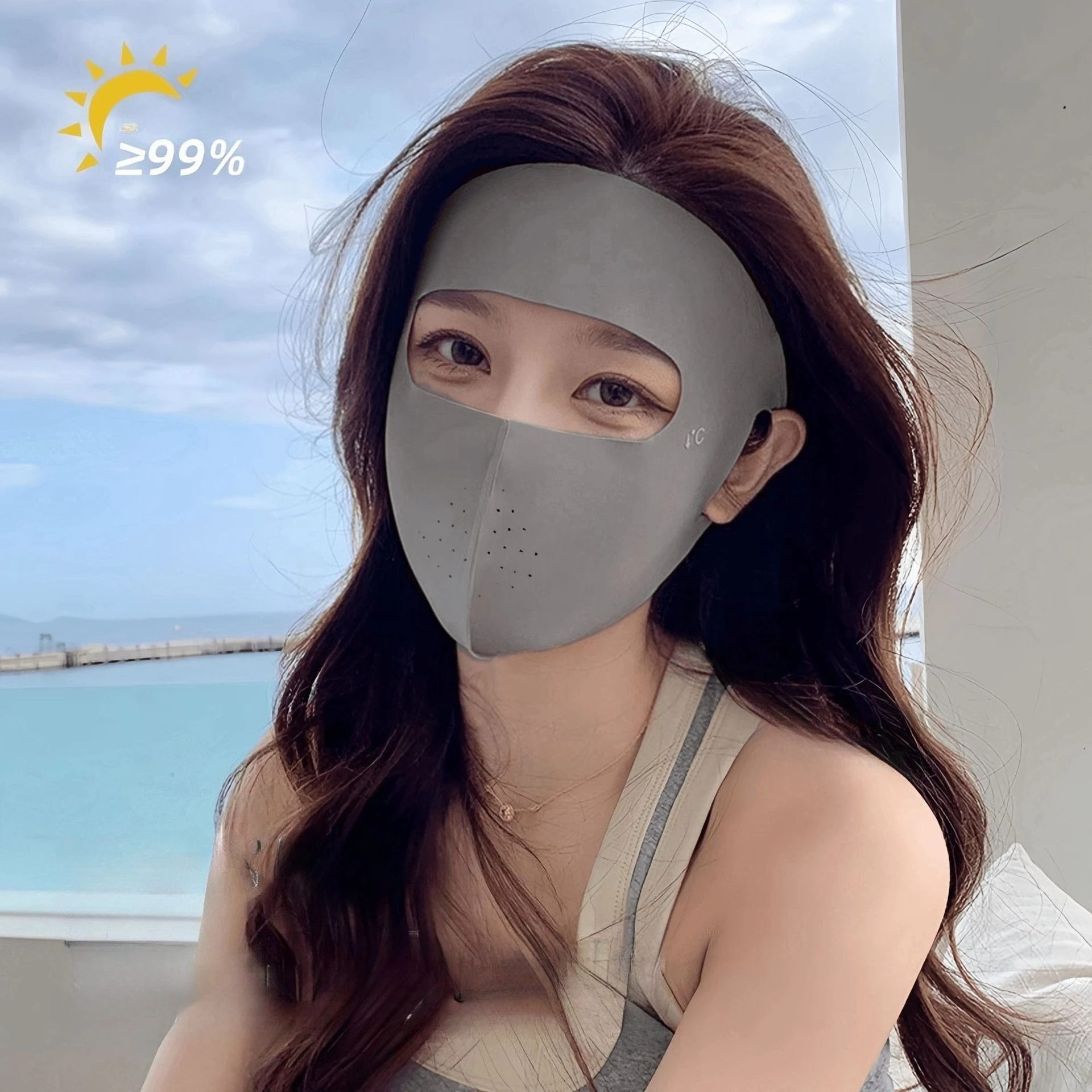 

Ice Silk Breathable Sunscreen Mask Anti UV Traceless Face Cover for Riding Motorcycle Cycling Outdoor Sports Running Fishing