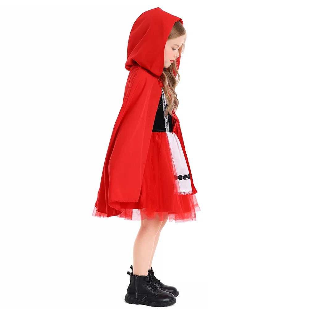 Bambini Little Red Riding Party Stage abbigliamento Little Red Riding Hood Dress con mantello bambini Little Red Riding Hood costumi Cosplay