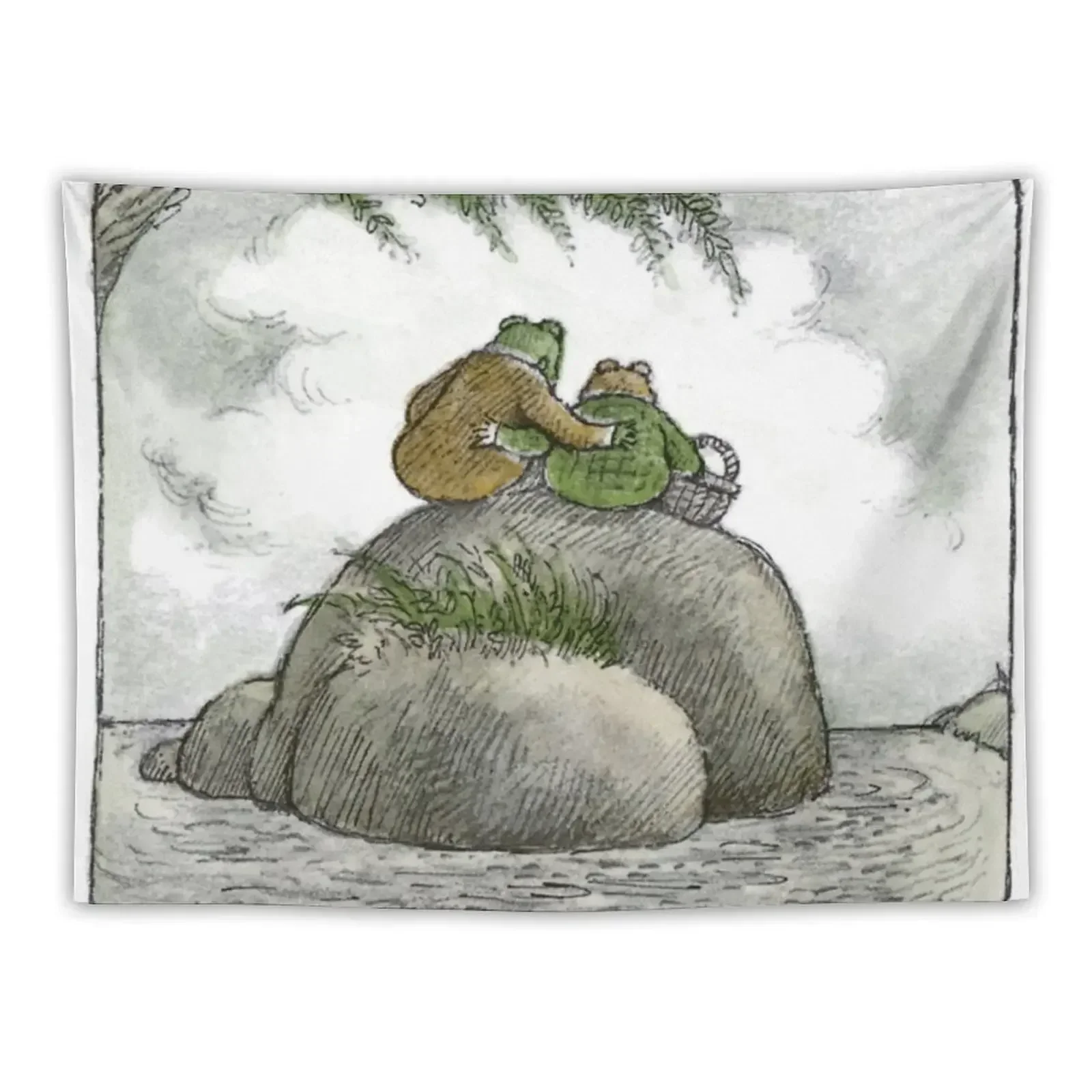 Frog and Toad on the Water Tapestry Art Mural Room Decoration Aesthetic Room Decoration Korean Style Tapestry