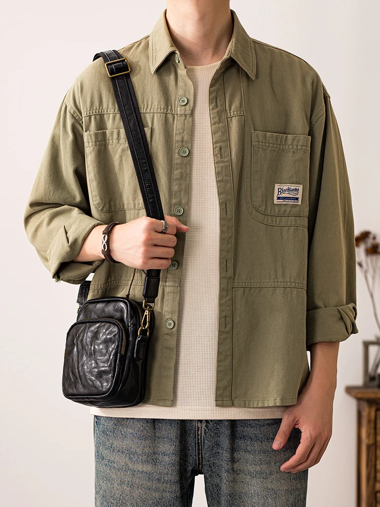 outdoor daily party luxury high-quality genuine leather men's small phone shoulder bag Simple casual cow leather crossbody bag