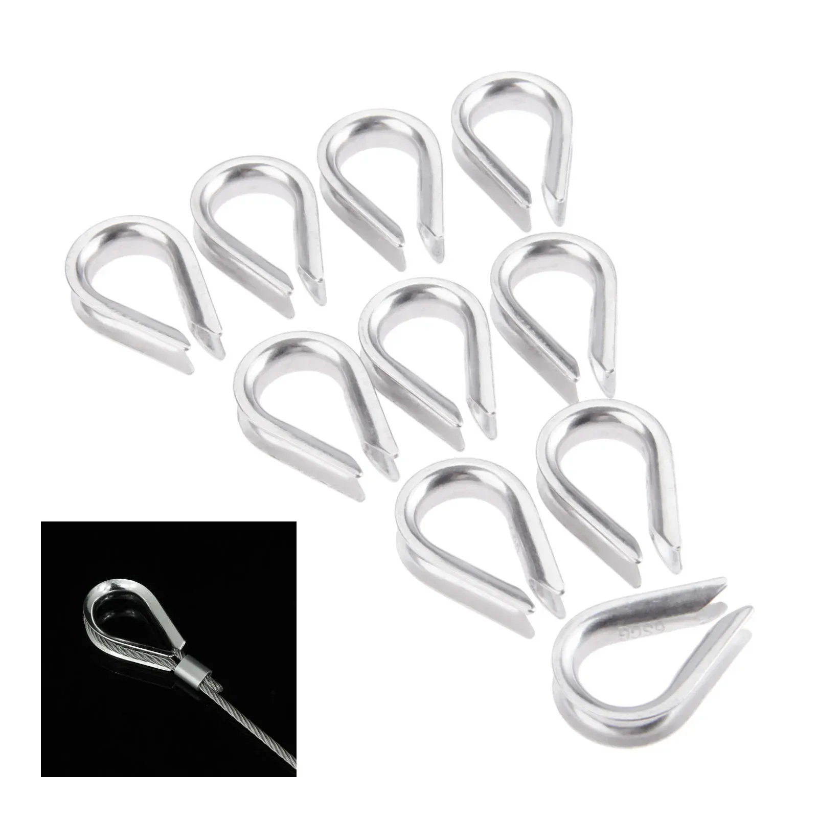 

10 шт. лодка 6 мм 1/4 дюйма трос кабельный наперсток рукава из нержавеющей стали M6 наперстки троса зажимы для обжима морской пехоты