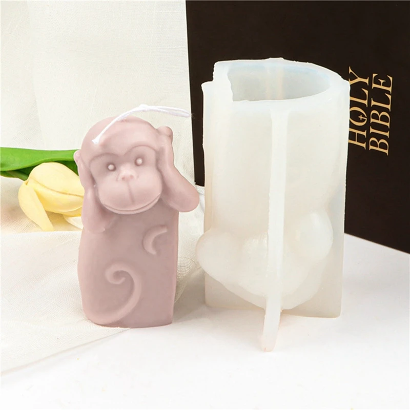 3D Monkey Scented Candle Mold, Animal Shape Silicone Mold With Expressions, Craft DIY Mold, Candle Making Supplies