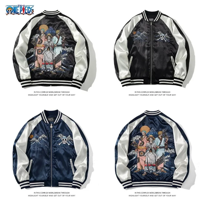 

ONE PIECE Cartoon Anime New Embroidered Spring Autumn Jacket Men's Jacket Luffy Zoro Baseball Casual Fashion Jacket Holiday Gift