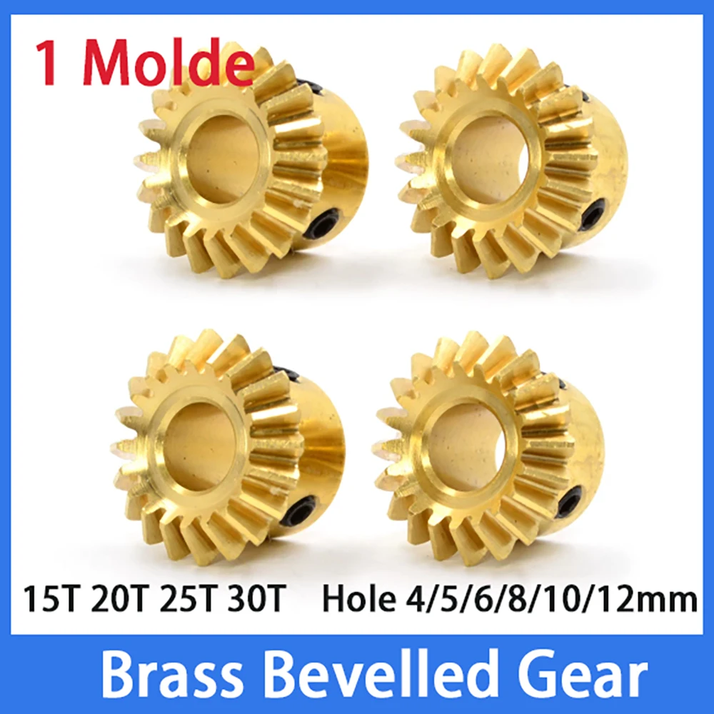 Brass Umbrella Gear 90 Degree Bevel Gear 1 Mold Straight Tooth 15T 20T 25T 30T Gear Hole 4/5/6/8/10/12mm Mechanical Transmission