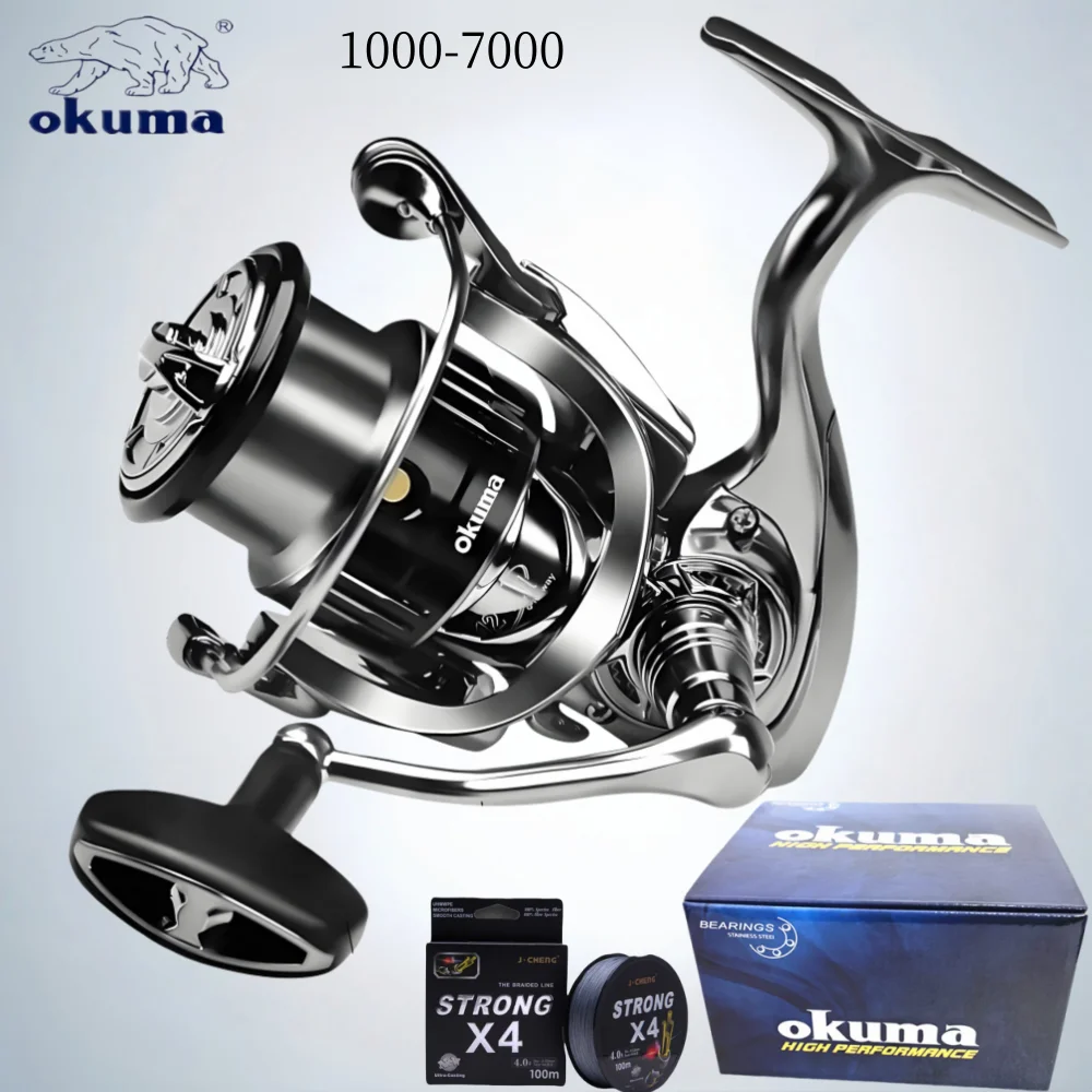 Okuma Premium Vollmetall-Spinnrolle 1000-7000, Maximale Belastbarkeit 18KG, Beständig gegen Meerwasser und Korrosion
