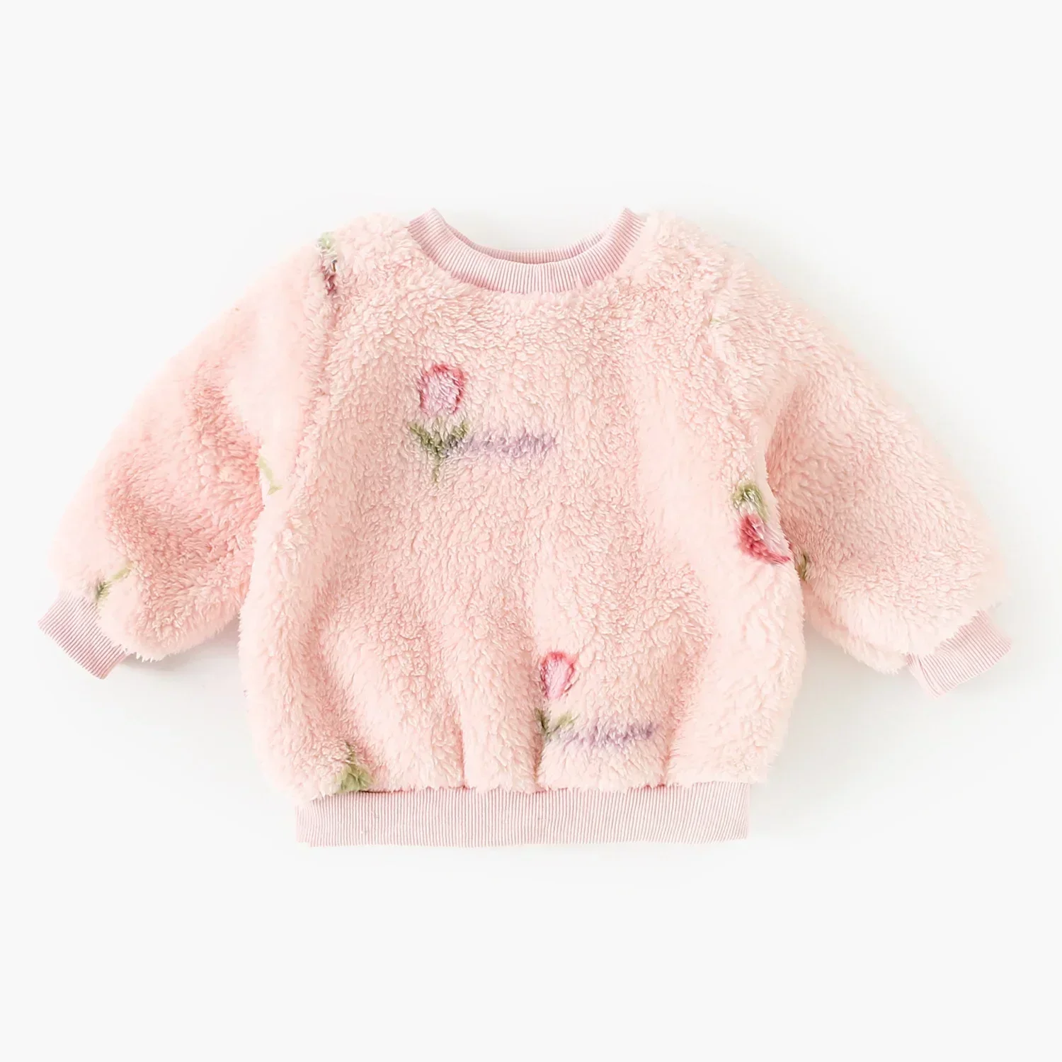 Winter-Langarm-Baby-Outfits-Sets, Oberteile + Hosen für kleine Kinder, süße, verdickte Fleece-Kleidung mit Blumenmuster – Detail 5