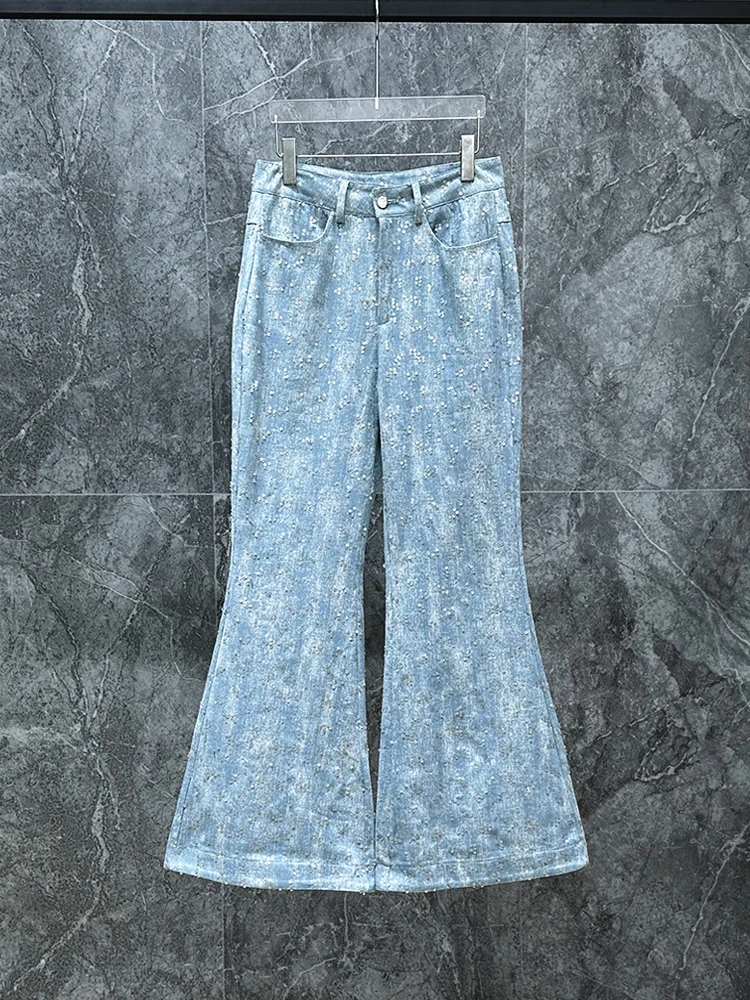 

Мужские джинсы INS: Новые, модные, повседневные, из синего денима, с блестками, слегка расклешенные, свободного кроя, с прямыми штанинами, на молнии, для тяжелых работ