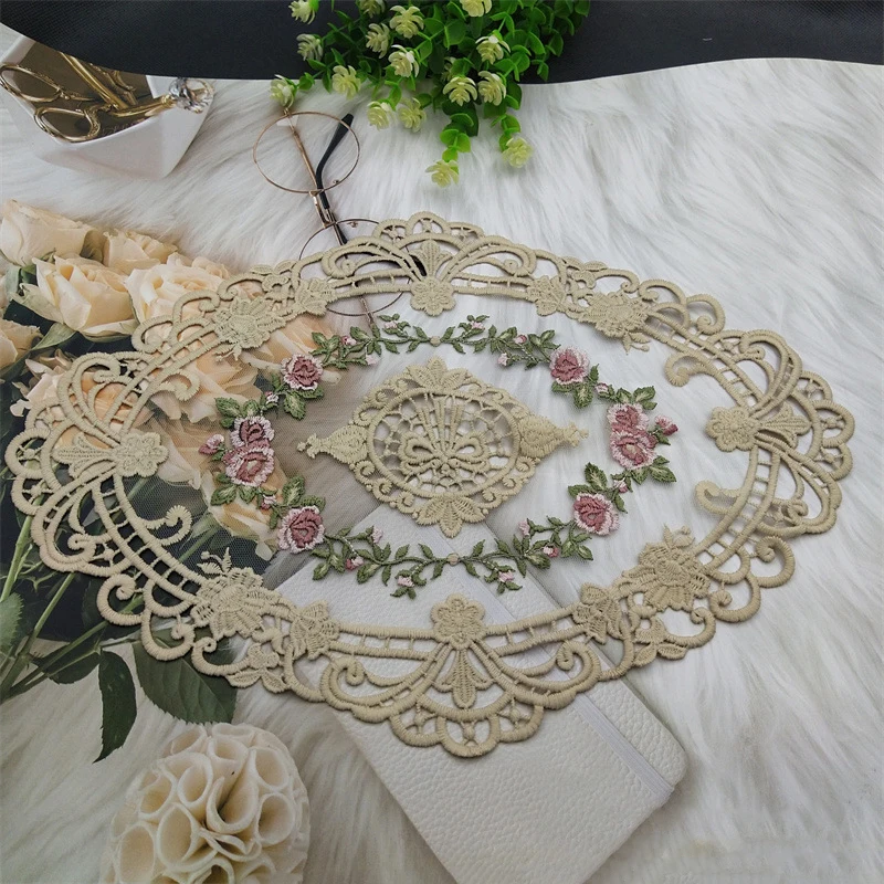 Vintage Lace Flower Embroidery Table Mat Napkin Dining Placemat Coffee Cup Pad Insulated Coasters Home Desktop Decoration