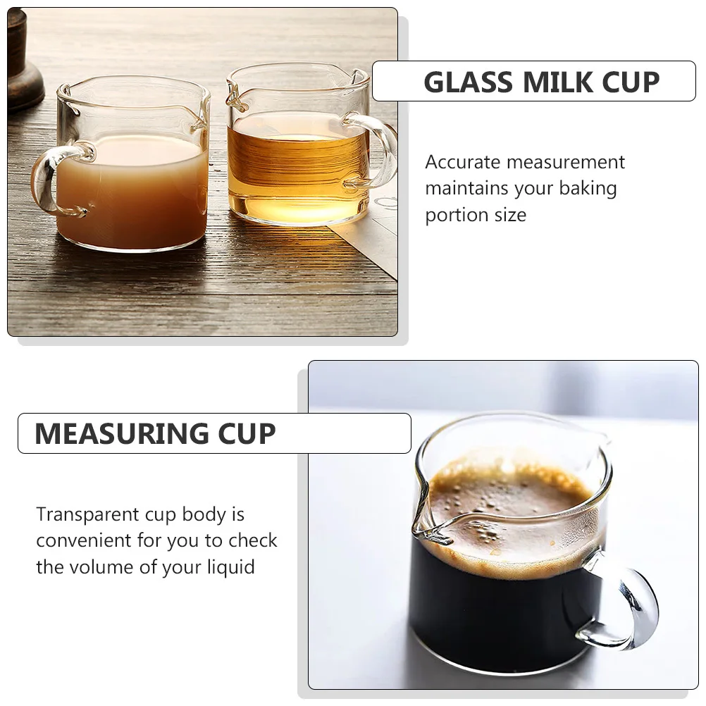

2Pcs Double Mouth Coffee Cup Clear Scale Milk Jug Contemporary Table Decor Home Use Glass Cup Beer Mugs