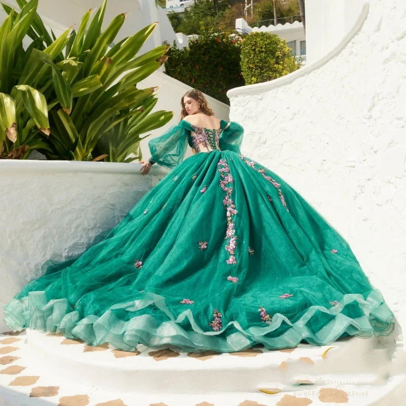 ANGELSBRIDEP Customized Emerald Green Ball Gown 15 Year Old Quinceanera Dresses Vestidos De Fiesta Birthday Party Dress