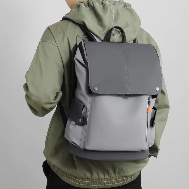 Leather pu backpack trendy cool men's and women's backpack college student flip bag multi-functional personalized computer
