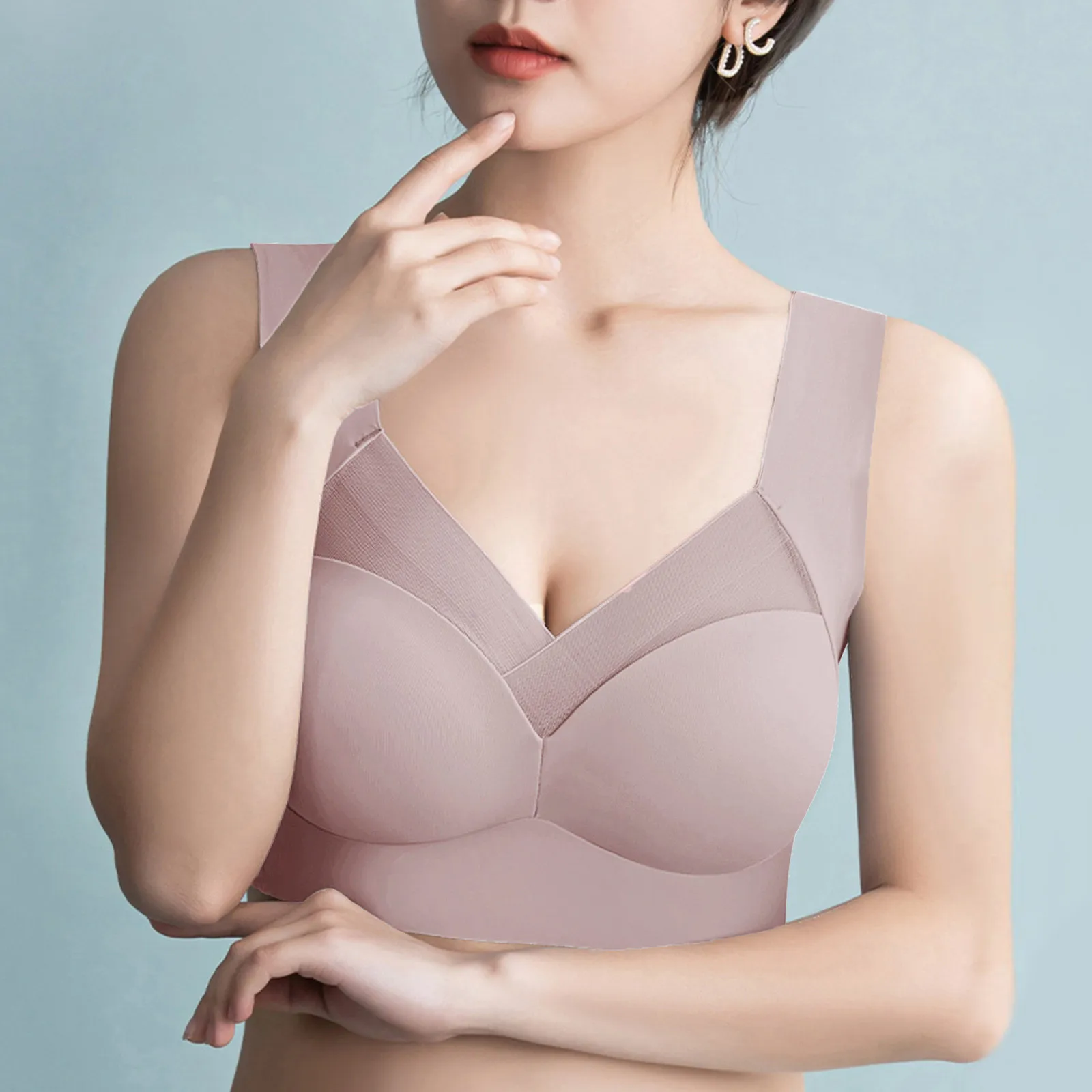 Woman Top Bra Sexy Push Up Bra Seamless Ice Silk Underwear Women Unwired Ring Sleep Lingerie Fitness Sports Bralette Invisible