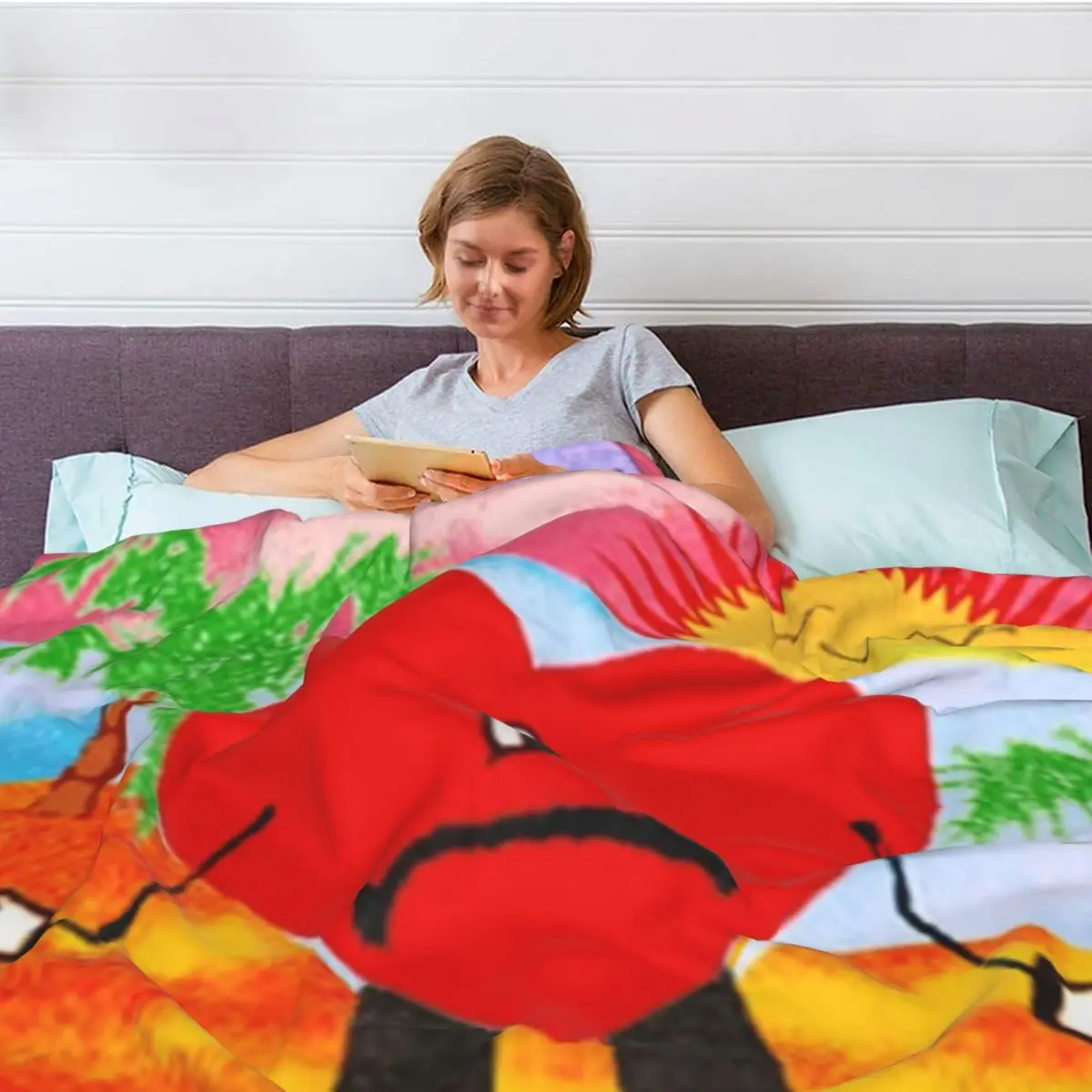 Un Verano Sin Ti A Un Verano Blanket Fleece Canvas Painting Multi-function Ultra-Soft Throw Blanket Bed Travel Plush Thin Quilt