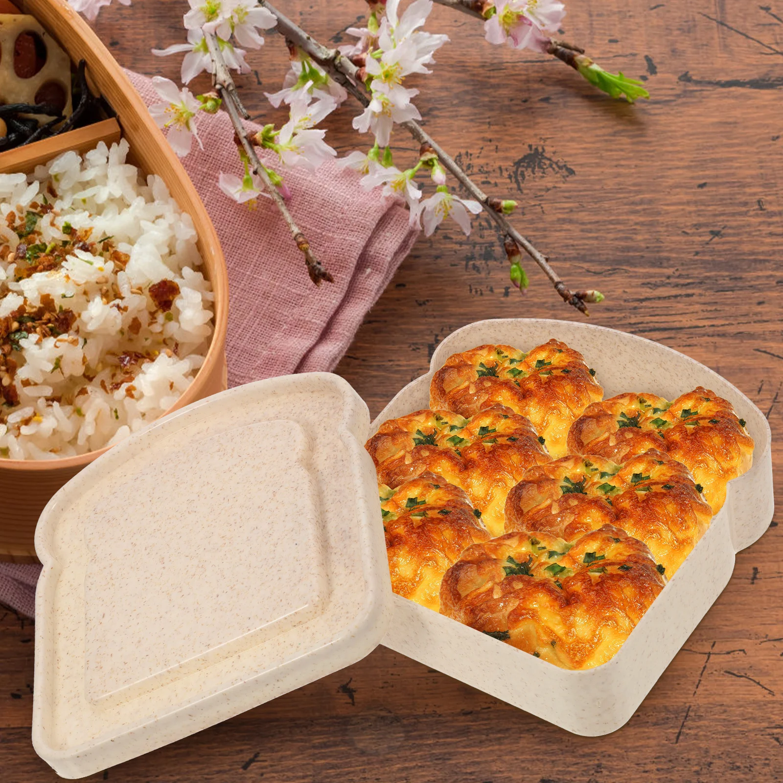 

4pcs Portable Lunch Box Bread Toast Container Sealed Sandwich Snack Holder Fruit Vegetable Dessert Storage Picnic Outdoor Food