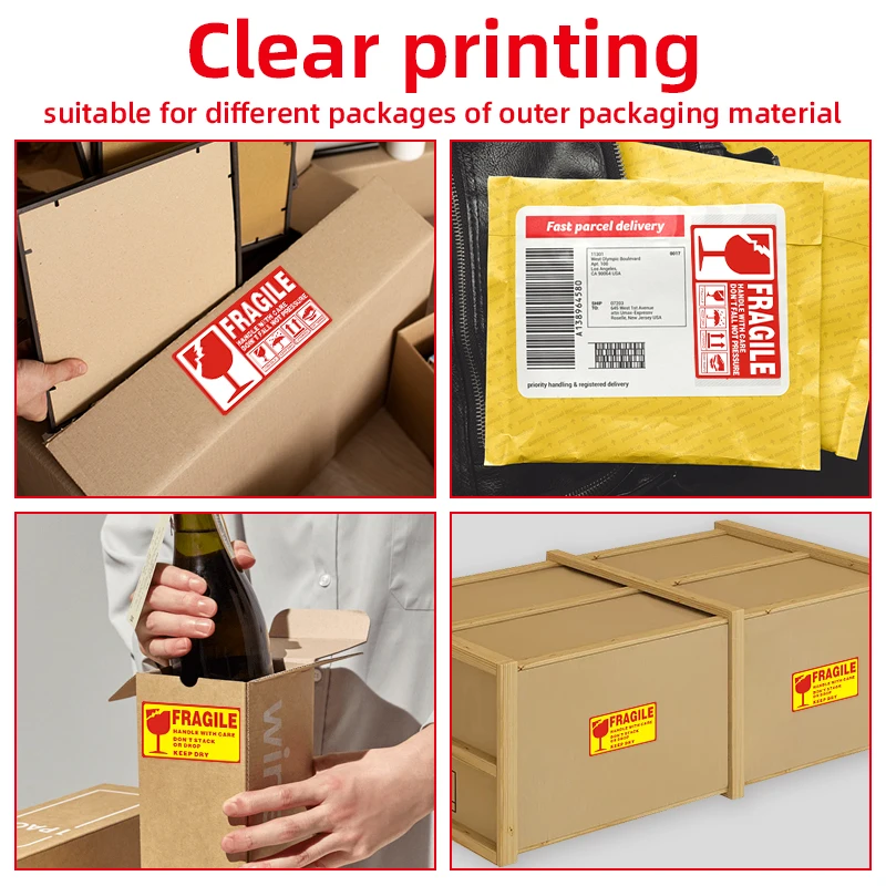 สติกเกอร์แบบเปราะบาง 500 ชิ้น ขนาด 90x50 มิลลิเมตร กันน้ำและทนต่อการฉีกขาด ป้ายเตือน 1.97*3.54 ซม. ใช้งานด้วยความระมัดระวัง