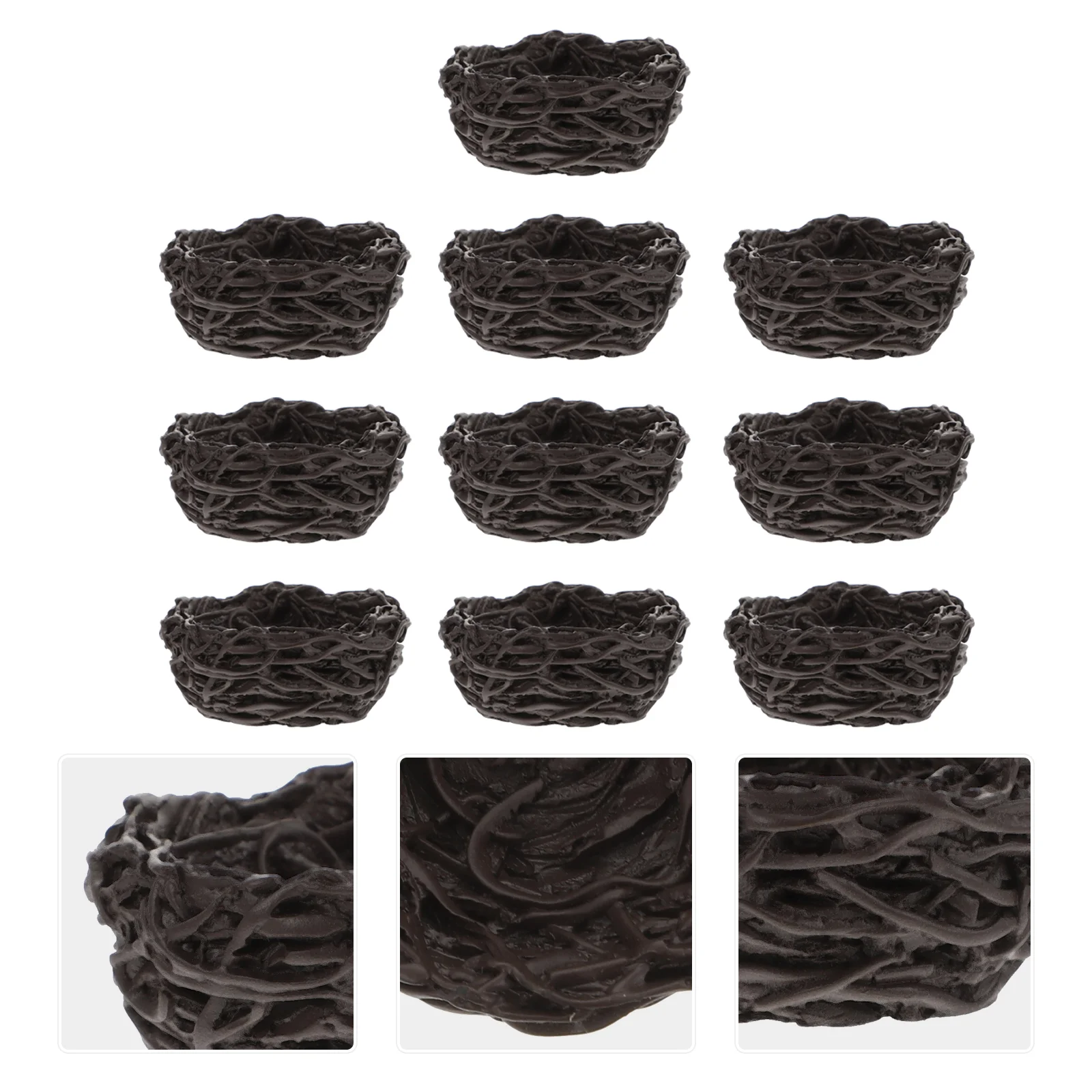 

10 Pcs Simulated Bird's Nest Landscaping Miniature Photography Props Small Christmas Decor