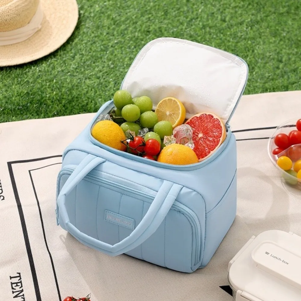 Large Capacity Insulated Lunch Bag Multip-Pocket Insulated Design Cooler Lunch Box Thicken Cooler Function Food Storage Handbag