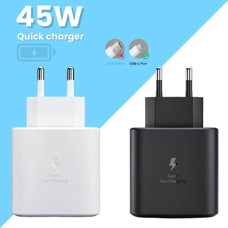 شاحن PD45W فائق السرعة USB-C، PD3.0 PPS معتمد، لهاتف Galaxy S23/S22/S21 Ultra، Note 20، iPad Pro، قابس شحن سريع ﻿ ﻿