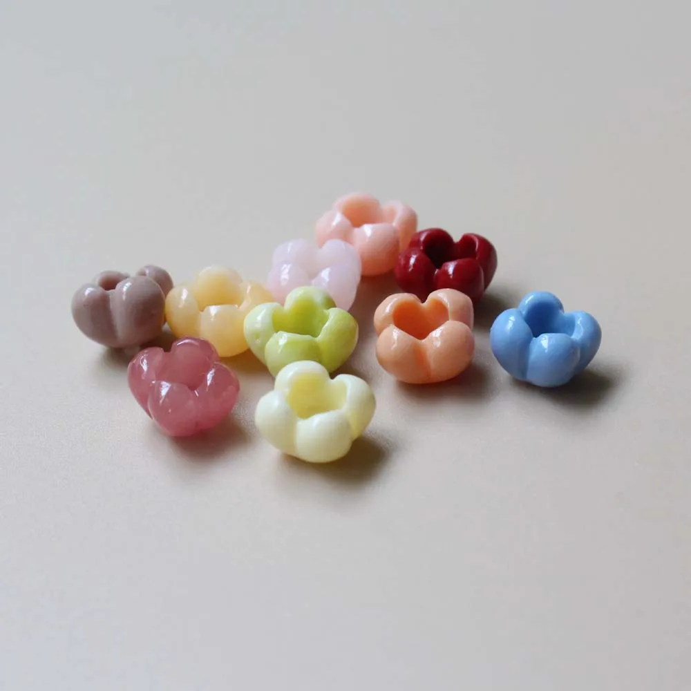 10Pcs 8mm Artifial Coral Osmanthus Small Flower Beads Pink Blue Mix Color for Jewelry Bracelet Necklace Earring Making Craft DIY