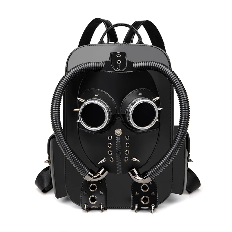 

Medieval Plague Doctor Backpack Women's Halloween PU Leather Steampunk Mask Vintage Gothic Skull IPAD Masquerade Carnival Bag