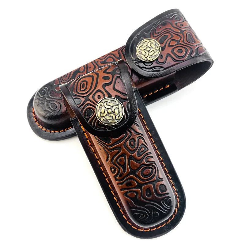 2 Sizes With Brass Buckle Folding Knife Cowhide Sheath Cover Swiss Army Knives Cow Leather Scabbard Pliers Tools Storage Bag