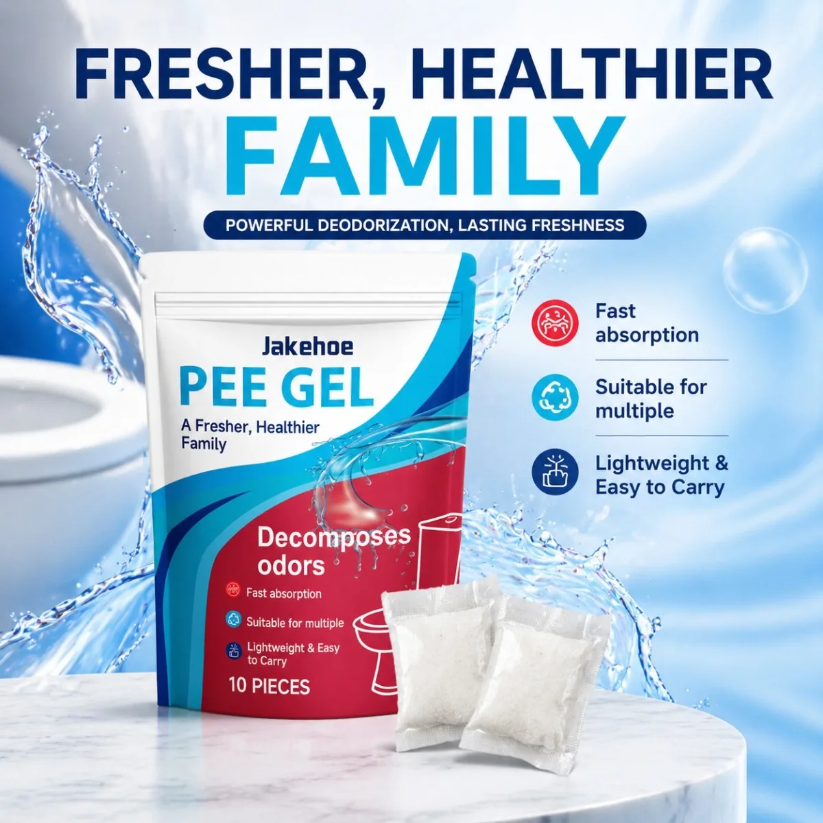 10PCS Pee Gel Urine Absorbent Fast Absorbing Odor Eliminating for Outdoor Travel Camping Emergency Portable Toilet
