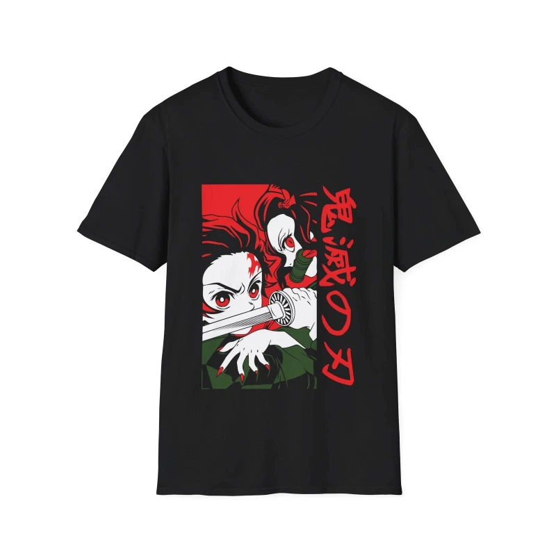 

Demon Killer Tanjiro and Nezuko Unisex T-Shirt Summer New Vintage Fashion Men's and Women's Streetwear