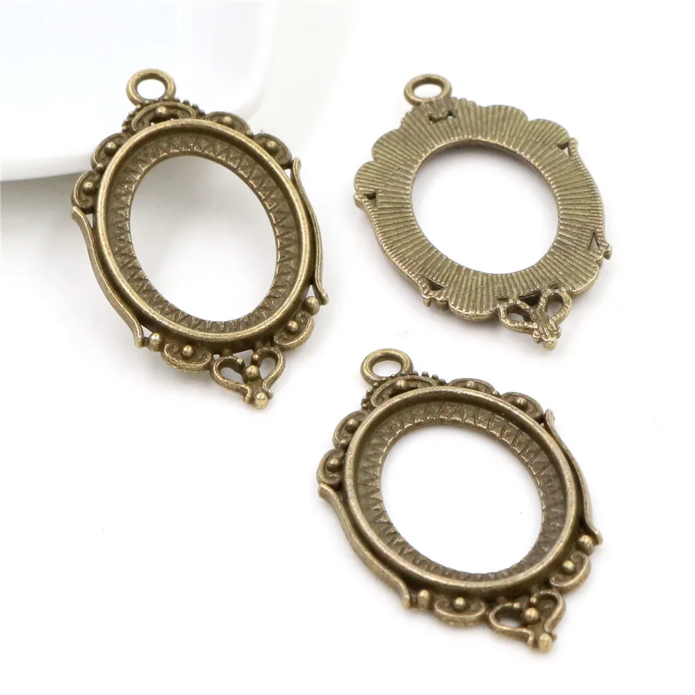 10 sztuk 18x25mm wewnętrzna rozmiar 6 kolory Plated kwiaty styl Cameo Cabochon ustawienia bazy wisiorek naszyjnik ustalenia — zdjęcie 6