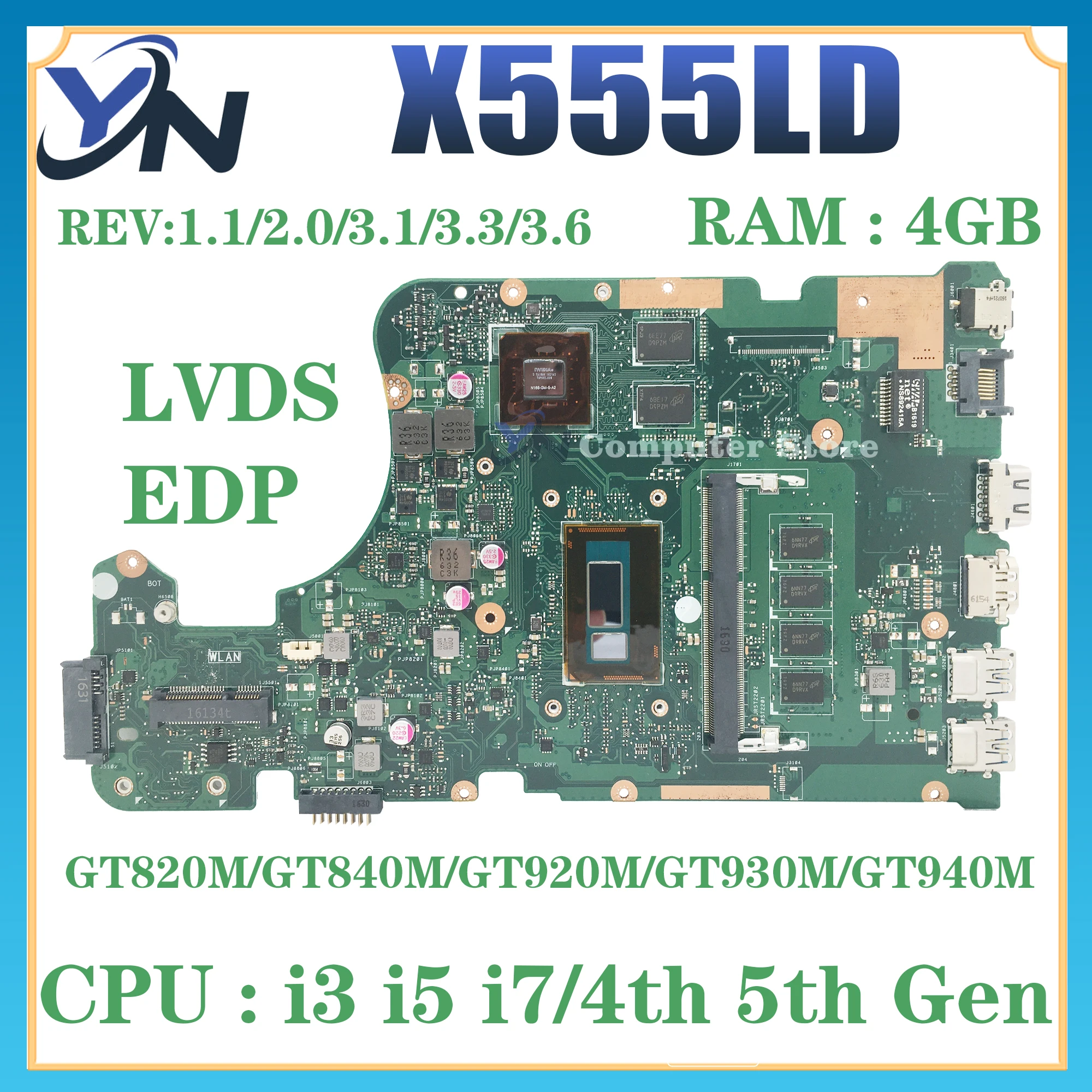 

Mainboard X555LD X555LP X555LB X555LI X555LN X555LF X555LJ W519L VM510L FL5900L FL5800L R557L K555L A555L Laptop Motherboard