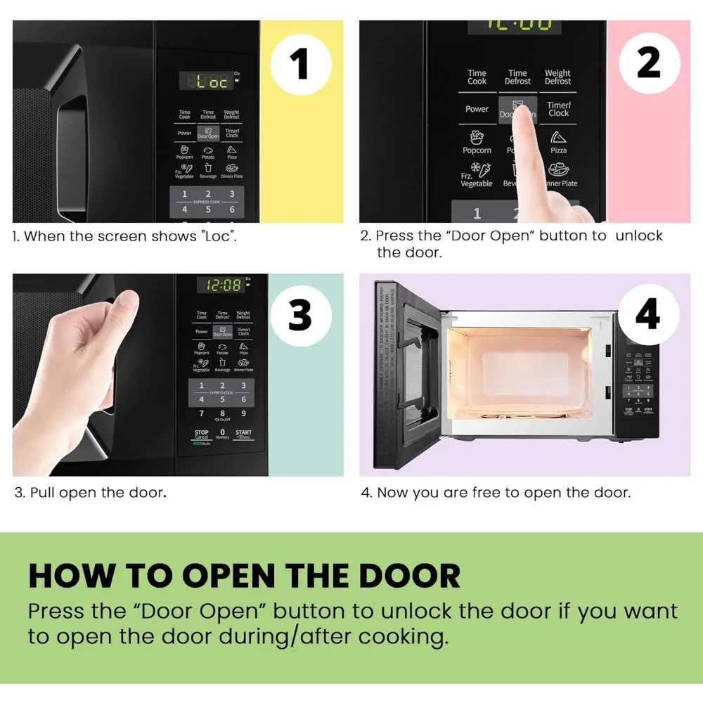 فرن ميكروويف على سطح الطاولة مع تشغيل/إيقاف الصوت، وضع ECO وأزرار سهلة بلمسة واحدة، 0.7 قدم مكعب، أسود