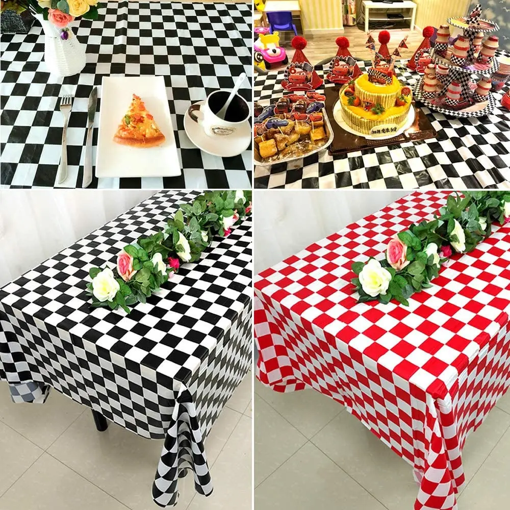 Chess Party Supplies Racecar Black and White Checkered Party Tableware Cup Plate Napkins Birthday Party Decorations Supplies