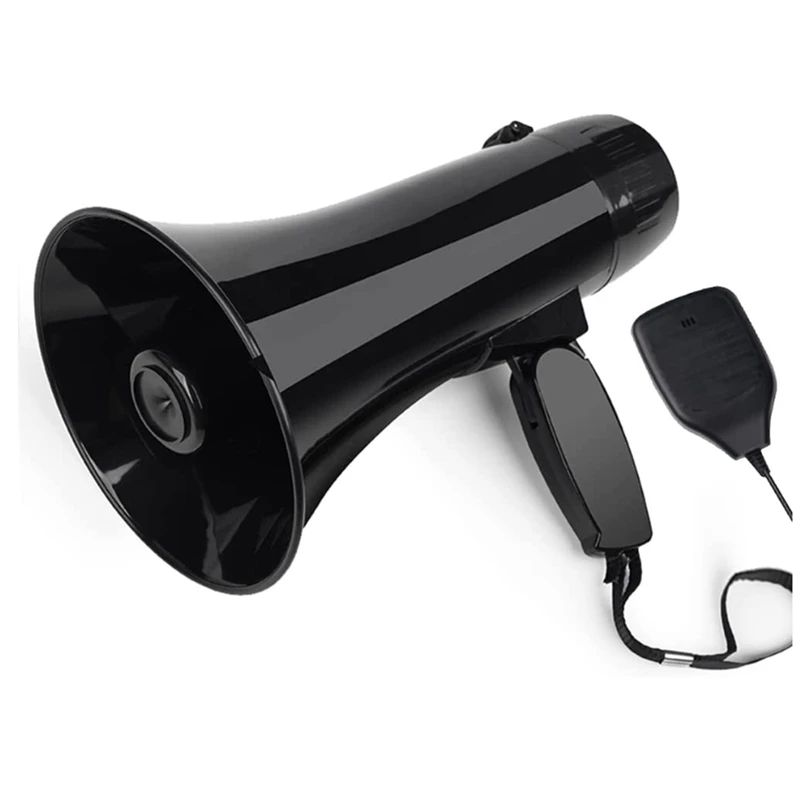 New 35 Watt Power Portable Megaphone Speaker PA Bullhorn With Detachable Handheld Microphone, Built-In Siren (Black)