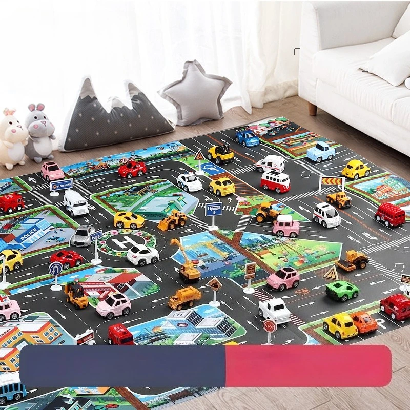 

Cross-border Children's Toy Game Mat 130 * 100 New Version Pure English Urban Traffic Parking Scene Playing Car Floor Mat