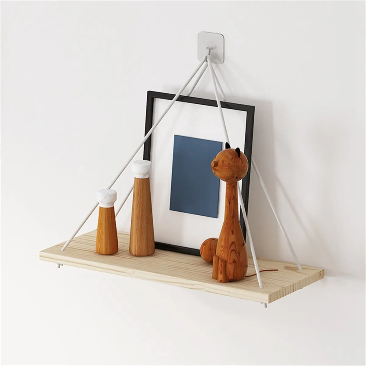 N14R Top Wooden Rope Swing Wall Hanging Plant Flower Pot Tray Mounted Floating Wall Shelves Nordic Home Decoration Mored Simple