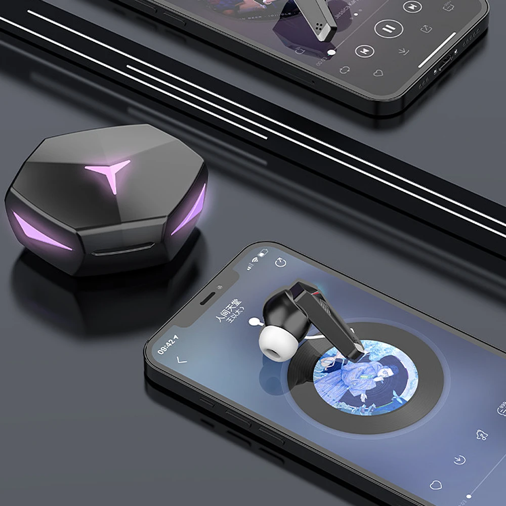 T33 TWS Gaming Headsets Low Latency Bluetooth-compatibl Earphones Stereo Wireless 5.2 Noise Cancellation Touch Control Headphone