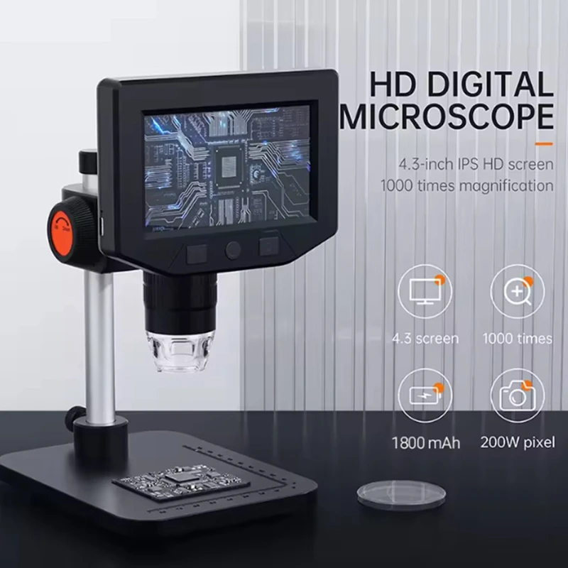 4.3 Inch LCD Digital Microscope 1080P 50-1000x Coin Microscopio Zoom Stereo Camera for Electronics Repair PCB-A79M