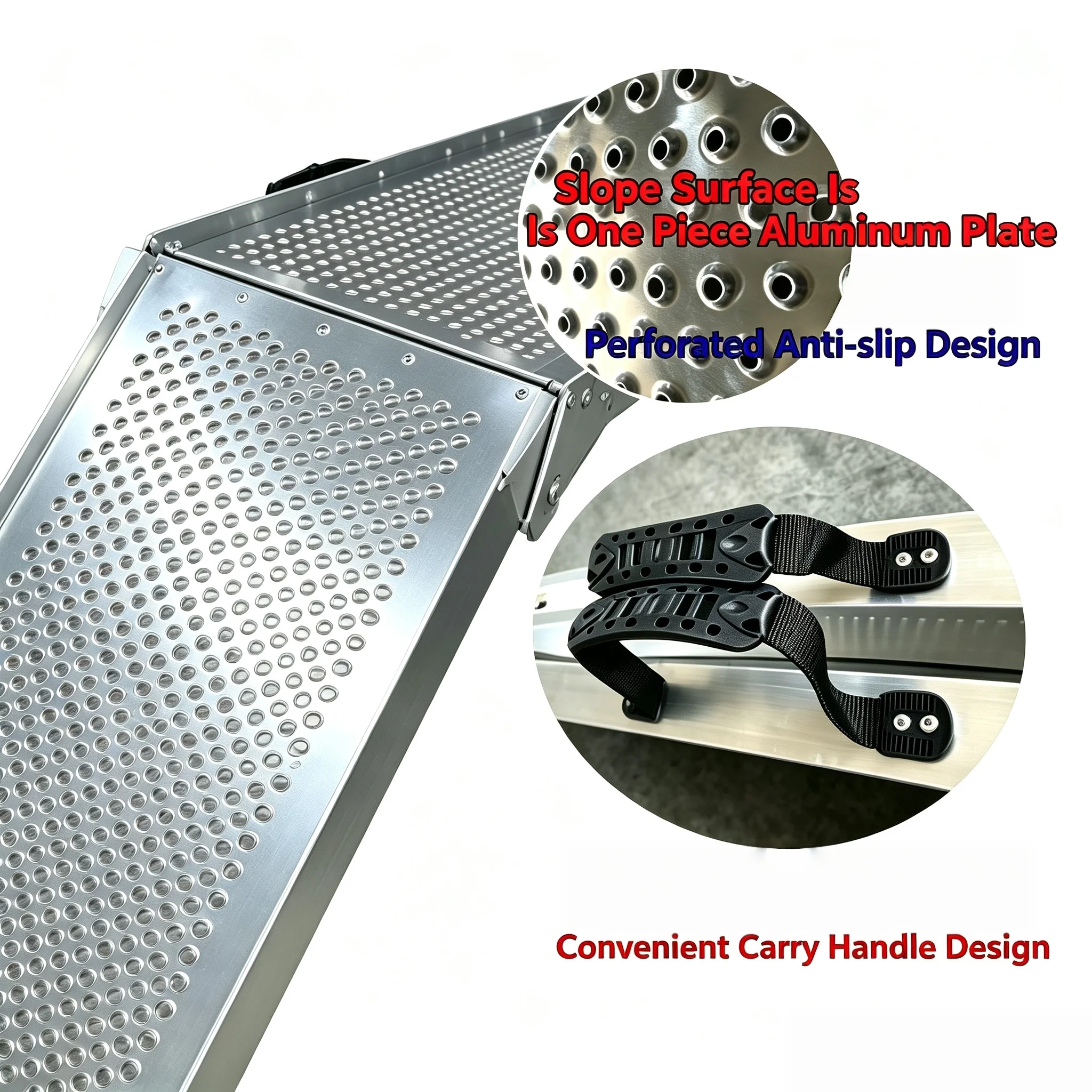 1pc Reinforced Aluminum Transport Ladder, ATV & Dirt Bike Portable Loading Ramp Heavy Capacity Ramp Rack For Pickup Truck