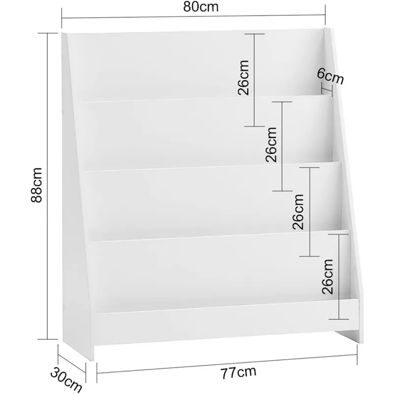 Bibliothèque à 4 niveaux pour enfants, étagère à livres, présentoir de rangement T1 pour chambre à coucher