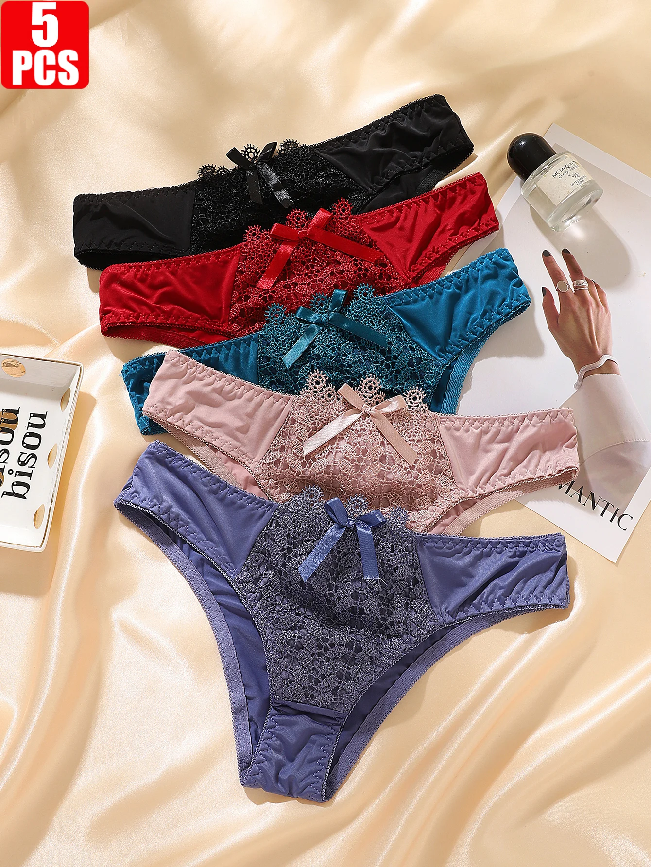 

Сексуальные женские трусики-бикини из 5 предметов, удобное женское нижнее белье с низкой посадкой