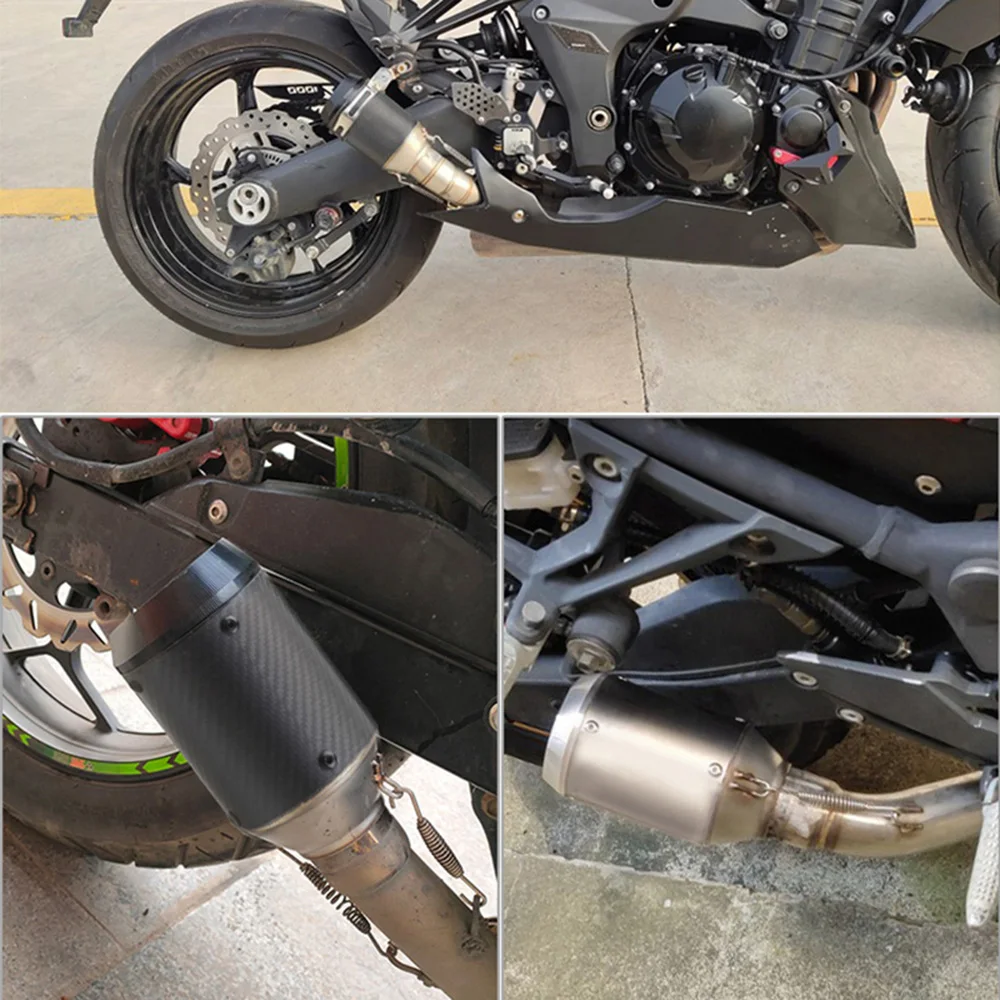 Universal Motorcycle Exhaust CNC Carbon Fiber Escape Muffler For Kawasaki Z900 FZ6 RC390 S1000XR image 6