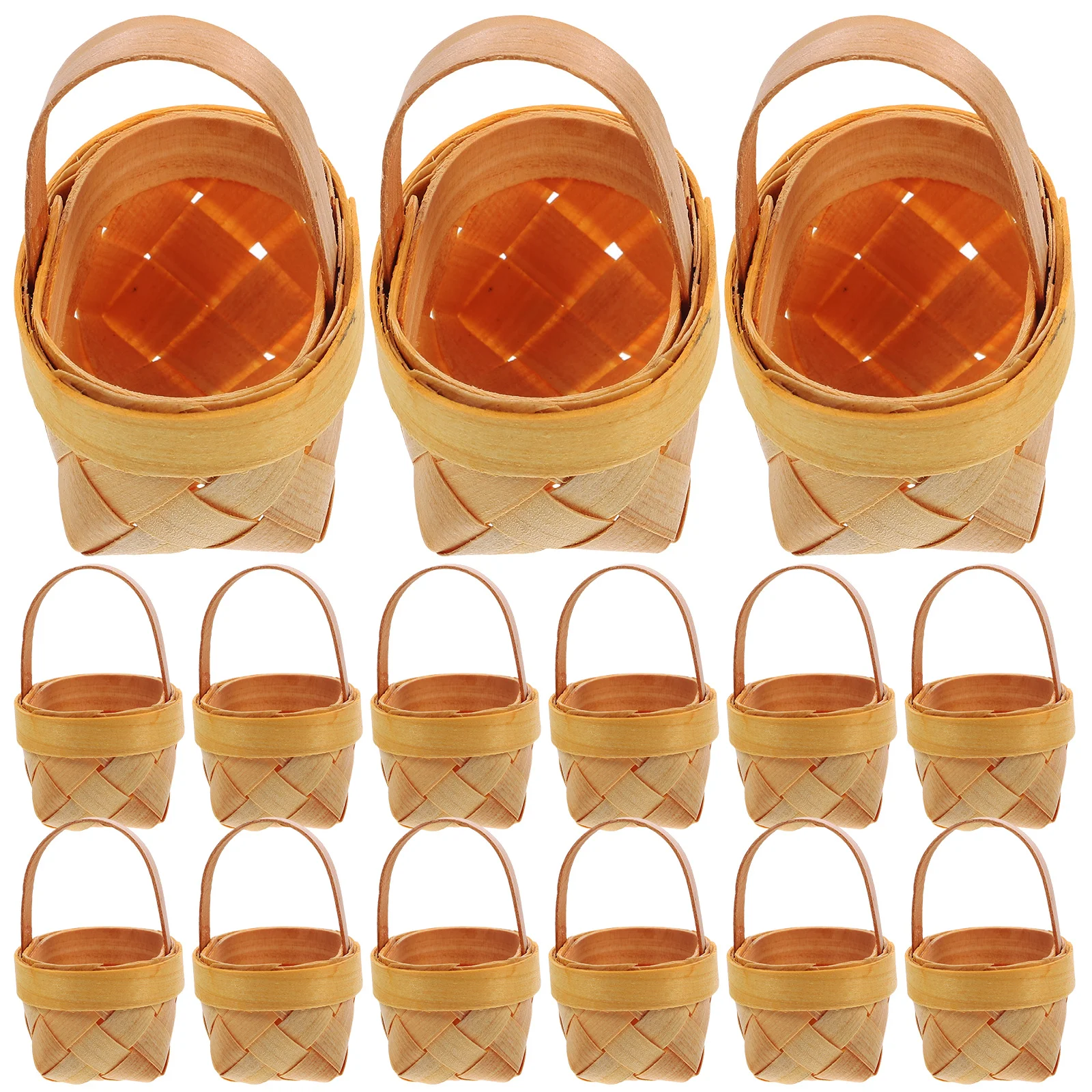 

15 pcs Mini Wooden Baskets Handwoven Craft Storage Food Candy Packaging Box Party Favors Holder Woven Basket Practical Use