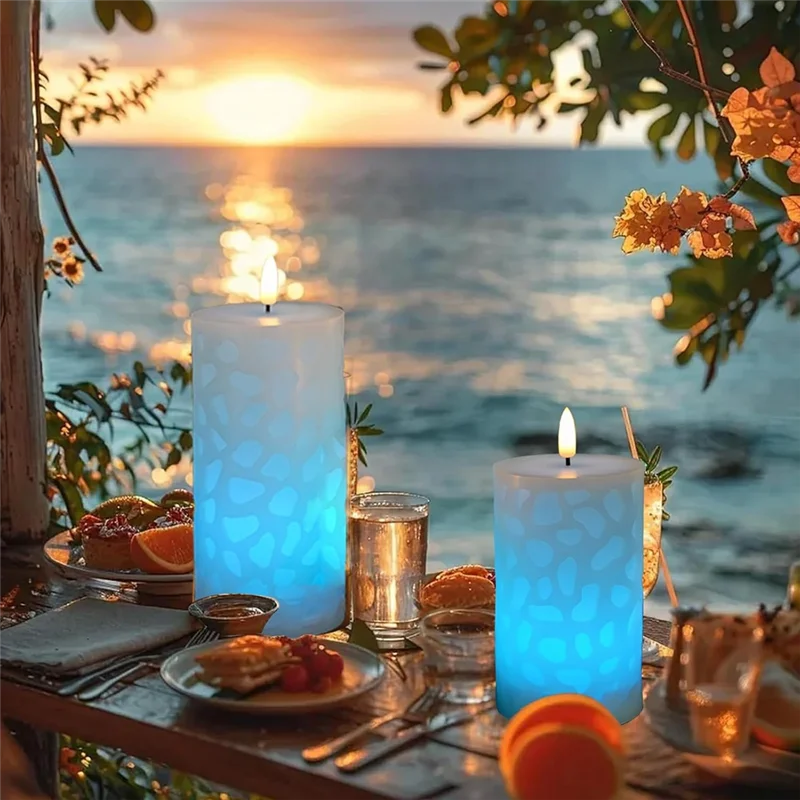 AT63-Flameless Electric LED Moving Wick Flickering Candles- Warm White Light With Remote Control, 3-Pack For Weddings For Decora