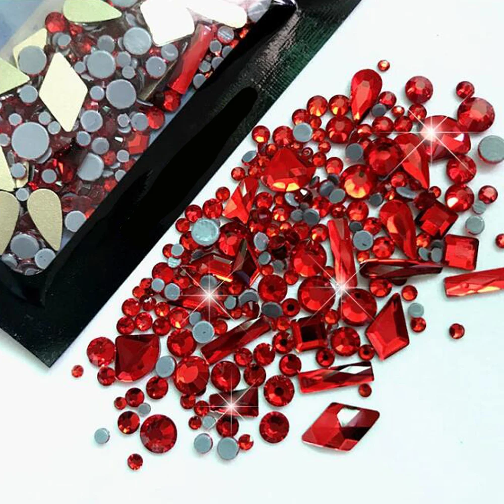 180 Stück AB Flatback Glas Nail Art Strasssteine Multi-Form gemischte Diamant-Edelsteine blau lila Kristallsteine für DIY-Nageldekoration
